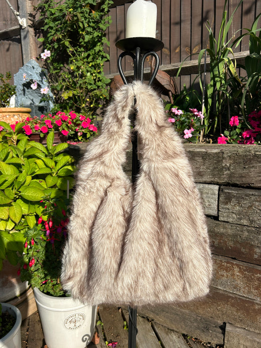 Faux Fur Bag - beige with darker fleck
