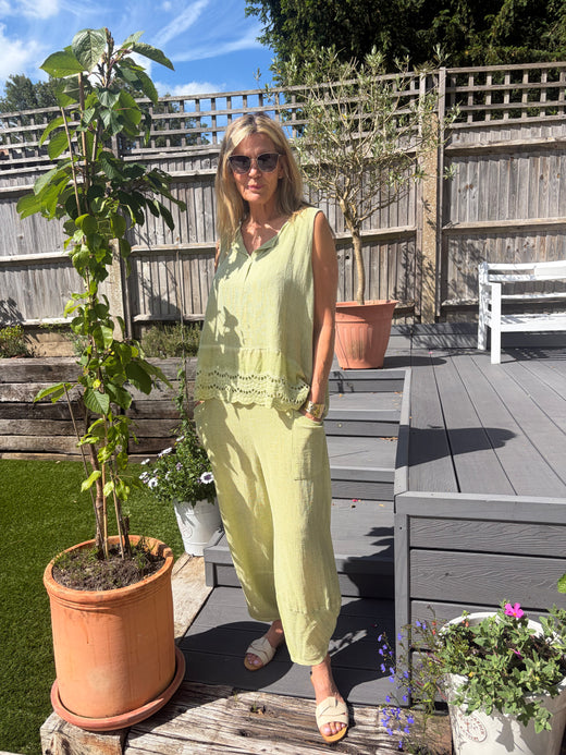 Romy Linen Mix Pistachio Co ord