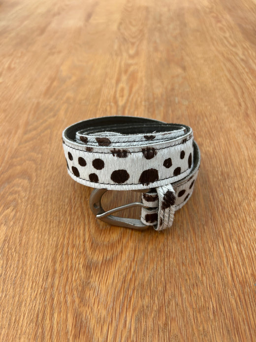 Dalmatian spot leather belt