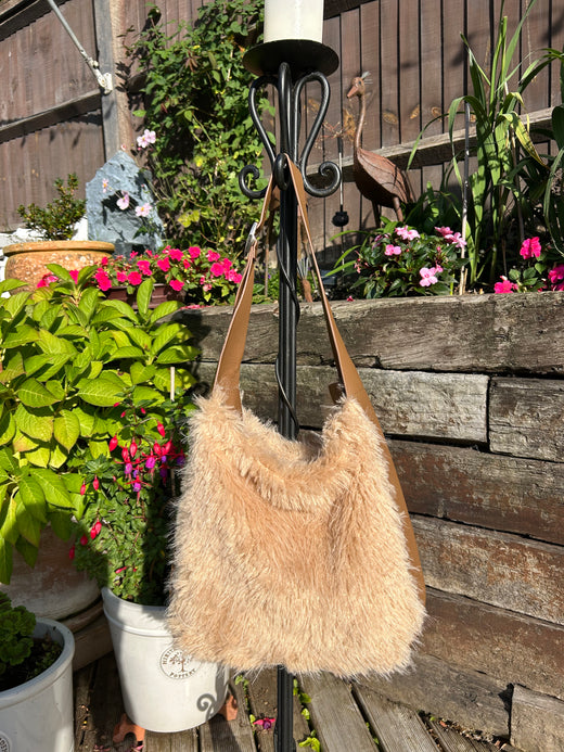 Beige/Tan Faux Fur Shopper