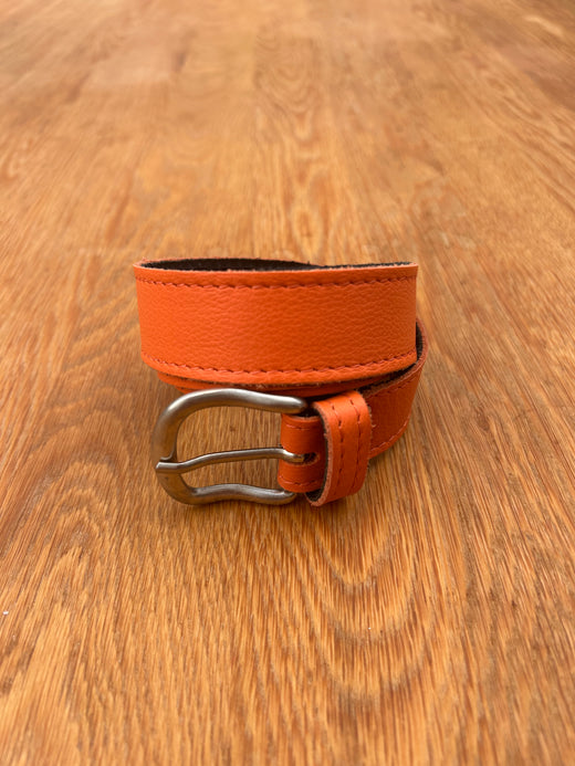 Tangerine leather belt