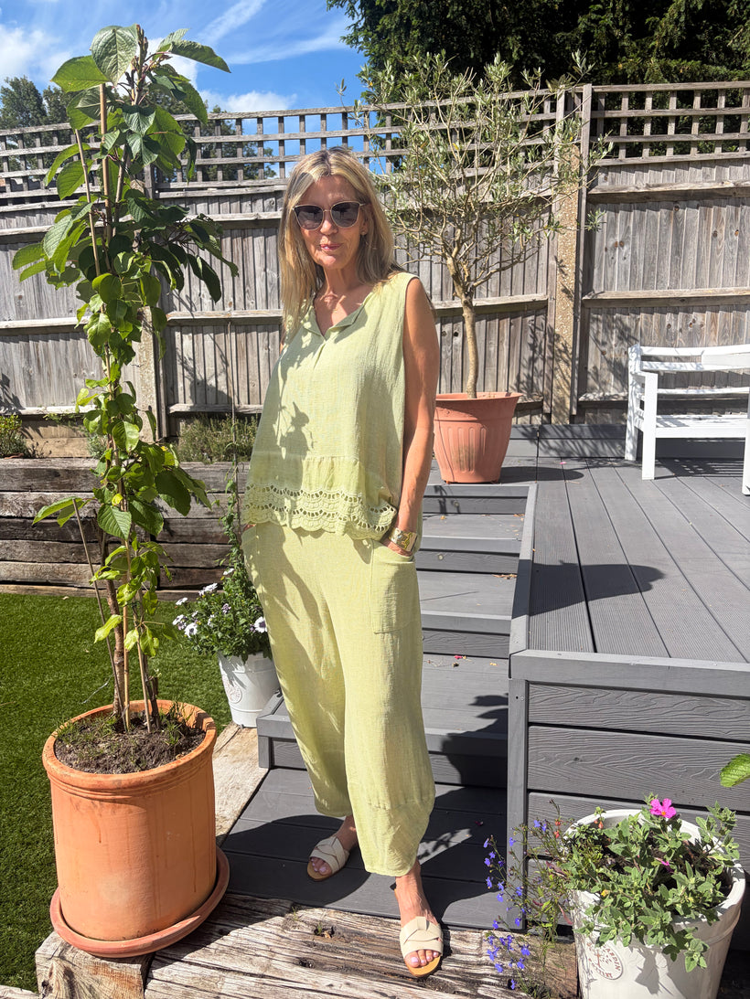Romy Linen Mix Pistachio Co ord