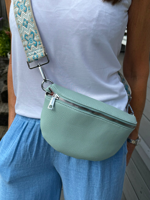 Crossbody Pouch Bag - duck egg blue