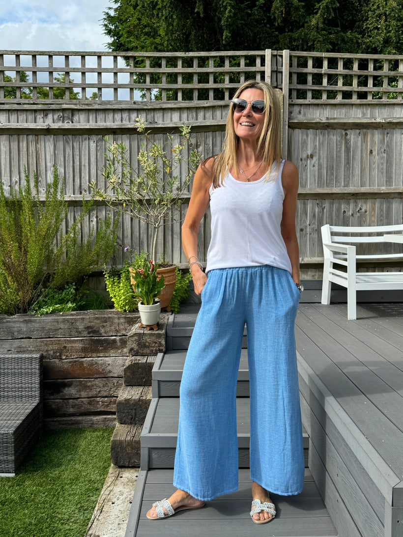 Linen Trousers - Azure