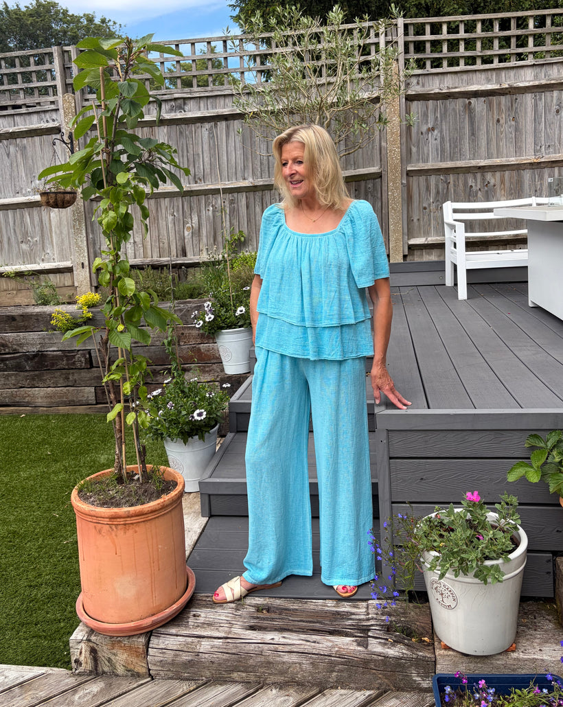 Linen Trousers - Azure