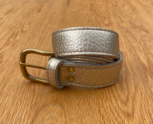 Muted gold leather belt