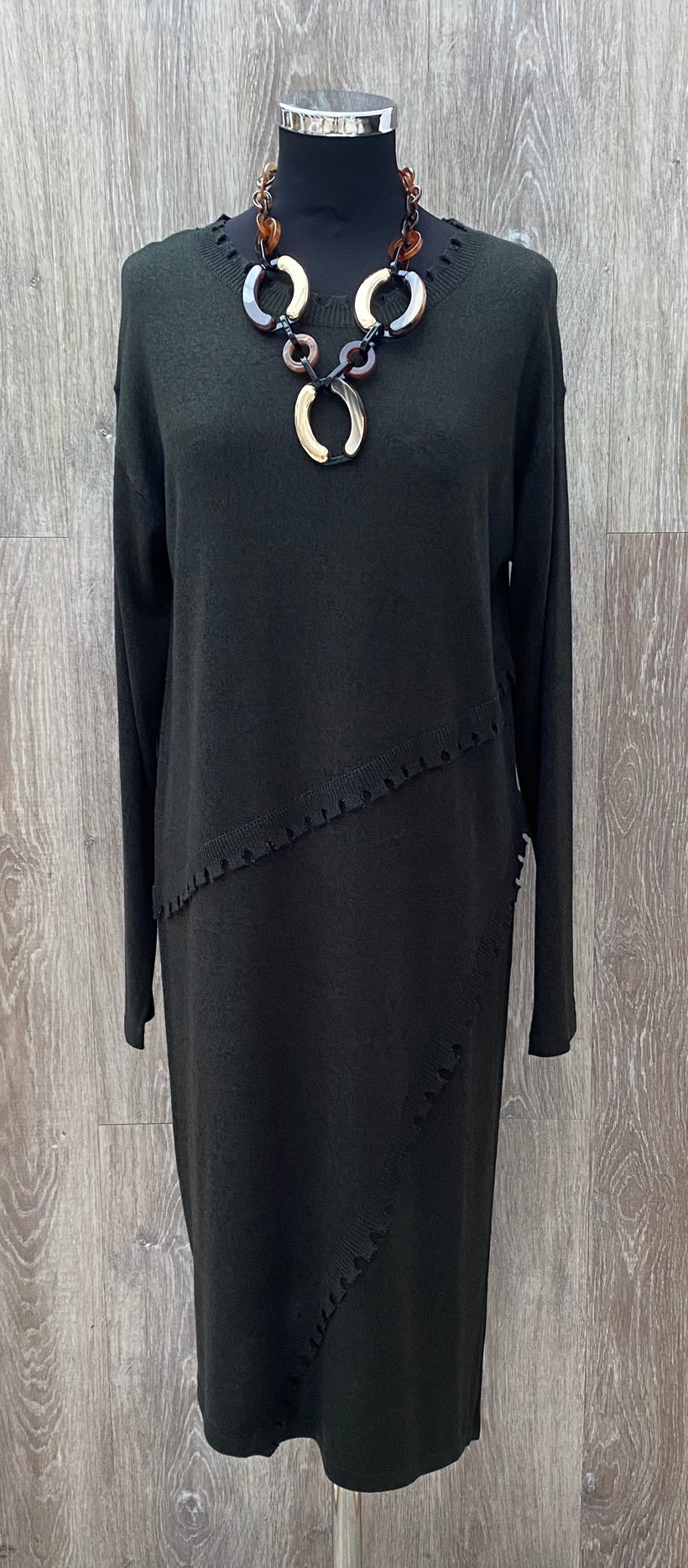 Fenella Black Asymmetric Knitted Dress