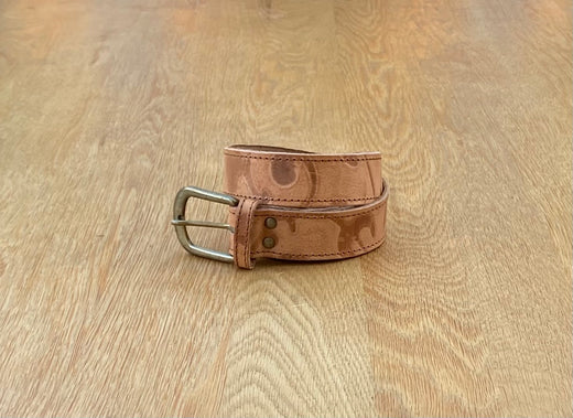 Tan abstract leather belt